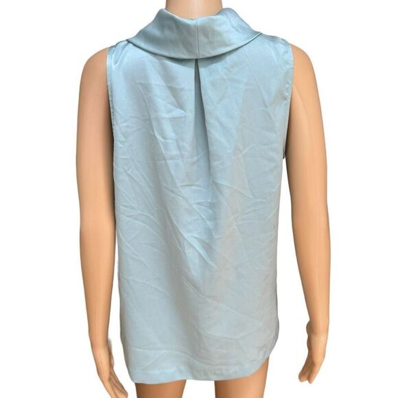 Vince Camuto Cowl Neck Sleeveless Satin Charmeuse Top in Sterling Blue size M - Picture 3 of 7